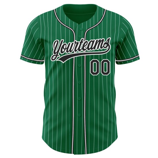 Maglia da baseball personalizzata Green Kelly, bianca, autentica, a righe nere Maglia da baseball personalizzata Green Kelly, bianca, autentica, a righe nere