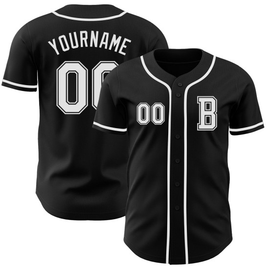 Maglia da baseball bianca personalizzata, autentica, nera Maglia da baseball bianca personalizzata, autentica, nera