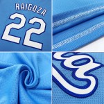 Maglia da baseball personalizzata a coste azzurra, rossa e blu navy, stile retrò Maglia da baseball personalizzata a coste azzurra, rossa e blu navy, stile retrò