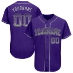 Maglia da baseball autentica Drift grigio-nero viola moda personalizzata Maglia da baseball autentica Drift grigio-nero viola moda personalizzata