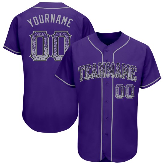 Maglia da baseball autentica Drift grigio-nero viola moda personalizzata Maglia da baseball autentica Drift grigio-nero viola moda personalizzata