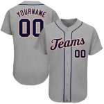 Maglia da baseball personalizzata autentica blu navy-arancione grigia Maglia da baseball personalizzata autentica blu navy-arancione grigia
