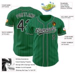 Maglia da baseball personalizzata Green Kelly, bianca, autentica, a righe nere Maglia da baseball personalizzata Green Kelly, bianca, autentica, a righe nere