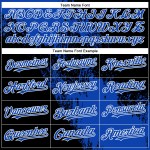 Maglia da baseball personalizzata con motivo Blue Stroke 3D Brush, nera e bianca, design autentico astratto Thunder Maglia da baseball personalizzata con motivo Blue Stroke 3D Brush, nera e bianca, design autentico astratto Thunder