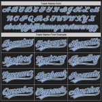 Maglia da baseball autentica Blue Light a righe blu-bianche personalizzata nera Maglia da baseball autentica Blue Light a righe blu-bianche personalizzata nera