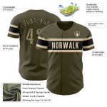 Maglia autentica da baseball personalizzata, colore mimetico nero-crema, colore Salute Olive Maglia autentica da baseball personalizzata, colore mimetico nero-crema, colore Salute Olive