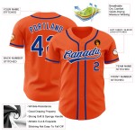 Maglia da baseball autentica Royal-White personalizzata arancione Maglia da baseball autentica Royal-White personalizzata arancione