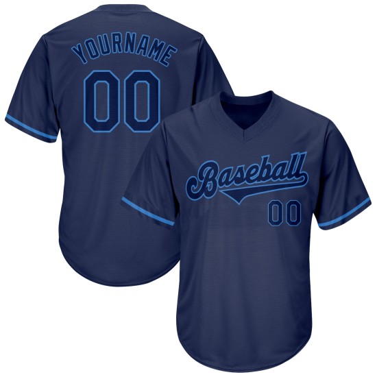 Maglia retrò autentica da baseball, blu navy, blu navy-cipria, a coste, personalizzata Maglia retrò autentica da baseball, blu navy, blu navy-cipria, a coste, personalizzata