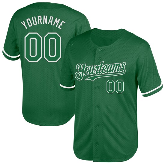 Maglia da baseball bianca autentica retrò Kelly Custom Green Maglia da baseball bianca autentica retrò Kelly Custom Green