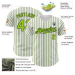 (Maglia da baseball nera neon bianca autentica a righe) Personalizzata verde neon verde-nero (Maglia da baseball nera neon bianca autentica a righe) Personalizzata verde neon verde-nero