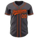 Maglia da baseball personalizzata autentica in acciaio arancione-nera grigia Maglia da baseball personalizzata autentica in acciaio arancione-nera grigia