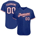 Maglia da baseball personalizzata Royal, bianca, a righe bianche e rosse, autentica Maglia da baseball personalizzata Royal, bianca, a righe bianche e rosse, autentica