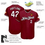 Maglia da baseball autentica bianca e nera personalizzata Crimson Maglia da baseball autentica bianca e nera personalizzata Crimson