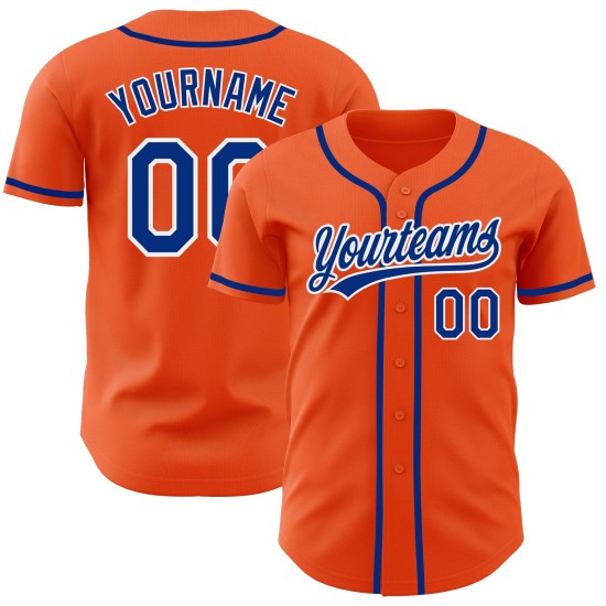 Maglia da baseball autentica Royal-White personalizzata arancione Maglia da baseball autentica Royal-White personalizzata arancione