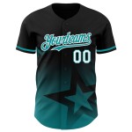 Modello Autentico Bianco-Verde, Design 3D, Maglia Nera, Stile Personalizzato, Stella Sfumata, Baseball Scintillante Modello Autentico Bianco-Verde, Design 3D, Maglia Nera, Stile Personalizzato, Stella Sfumata, Baseball Scintillante