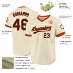 Maglia da baseball vintage color crema, personalizzata, nera e arancione Maglia da baseball vintage color crema, personalizzata, nera e arancione