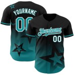 Modello Autentico Bianco-Verde, Design 3D, Maglia Nera, Stile Personalizzato, Stella Sfumata, Baseball Scintillante Modello Autentico Bianco-Verde, Design 3D, Maglia Nera, Stile Personalizzato, Stella Sfumata, Baseball Scintillante