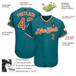 Maglia da baseball arancione-bianca personalizzata, autentica, color verde acqua Maglia da baseball arancione-bianca personalizzata, autentica, color verde acqua