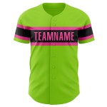 Maglia da baseball autentica al neon personalizzata rosa-nera verde Maglia da baseball autentica al neon personalizzata rosa-nera verde