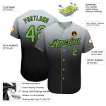 Maglia da baseball personalizzata, autentica, verde-nera, sfumata al neon, grigio Maglia da baseball personalizzata, autentica, verde-nera, sfumata al neon, grigio