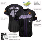 Maglia da baseball personalizzata autentica nera a righe grigio-viola Maglia da baseball personalizzata autentica nera a righe grigio-viola