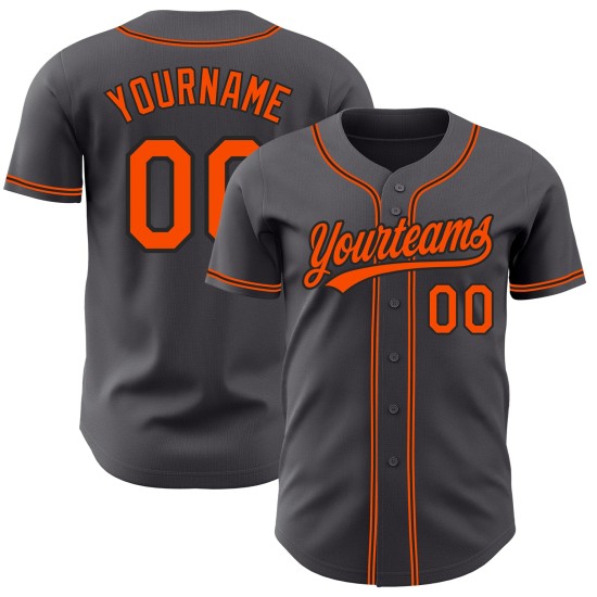 Maglia da baseball personalizzata autentica in acciaio arancione-nera grigia Maglia da baseball personalizzata autentica in acciaio arancione-nera grigia