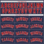 Maglia da baseball blu navy rossa e bianca personalizzata autentica Maglia da baseball blu navy rossa e bianca personalizzata autentica