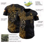 Maglia da baseball con motivo nero, design 3D autentico, personalizzata, leone dorato, vecchio Maglia da baseball con motivo nero, design 3D autentico, personalizzata, leone dorato, vecchio