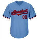 Maglia da baseball personalizzata a coste azzurra, rossa e blu navy, stile retrò Maglia da baseball personalizzata a coste azzurra, rossa e blu navy, stile retrò