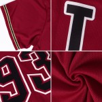 Maglia da baseball autentica bianca e nera personalizzata Crimson Maglia da baseball autentica bianca e nera personalizzata Crimson