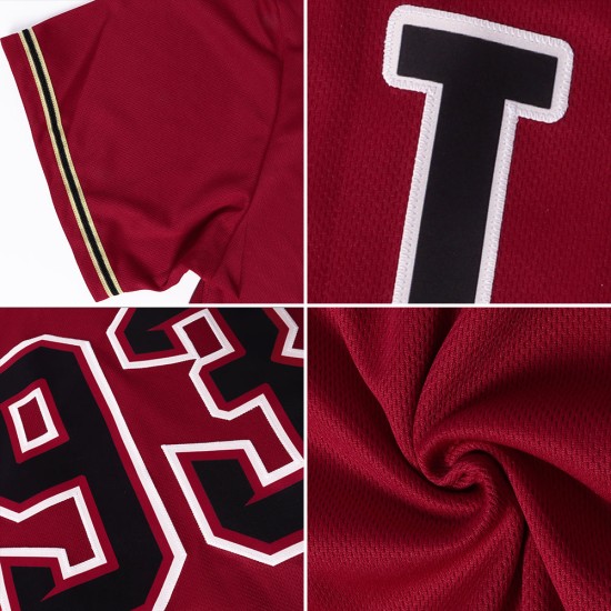Maglia da baseball autentica bianca e nera personalizzata Crimson Maglia da baseball autentica bianca e nera personalizzata Crimson
