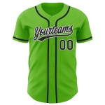 Maglia da baseball nera e bianca autentica Aurora Custom Green Maglia da baseball nera e bianca autentica Aurora Custom Green