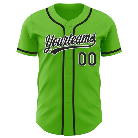 Maglia da baseball nera e bianca autentica Aurora Custom Green Maglia da baseball nera e bianca autentica Aurora Custom Green