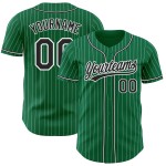 Maglia da baseball personalizzata Green Kelly, bianca, autentica, a righe nere Maglia da baseball personalizzata Green Kelly, bianca, autentica, a righe nere