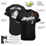 Maglia da baseball autentica bianca grigia personalizzata con righe nere Maglia da baseball autentica bianca grigia personalizzata con righe nere
