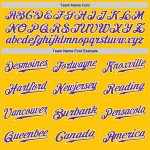 Maglia da baseball personalizzata autentica a righe viola-bianche e gialle Maglia da baseball personalizzata autentica a righe viola-bianche e gialle