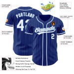 Maglia da baseball autentica Royal Pinstripe blu bianca bianca-chiara personalizzata Maglia da baseball autentica Royal Pinstripe blu bianca bianca-chiara personalizzata