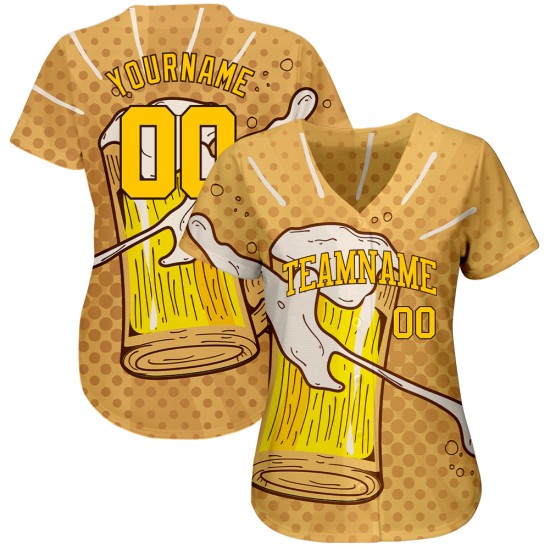 Maglia da baseball con motivo 3D "Bevi", design personalizzato autentico Maglia da baseball con motivo 3D "Bevi", design personalizzato autentico