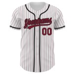 Maglia da baseball personalizzata Crimson-Nero Crimson White Pinstripe Autentica Maglia da baseball personalizzata Crimson-Nero Crimson White Pinstripe Autentica