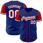 Maglia da baseball personalizzata Royal, due colori, bianco e rosso, autentica Maglia da baseball personalizzata Royal, due colori, bianco e rosso, autentica