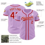 Maglia da baseball viola autentica personalizzata rosso chiaro-bianca Maglia da baseball viola autentica personalizzata rosso chiaro-bianca