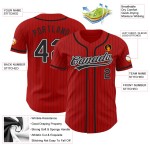 Maglia da baseball personalizzata a righe nere e bianche autentiche nere e rosse Maglia da baseball personalizzata a righe nere e bianche autentiche nere e rosse