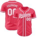 Maglia da baseball personalizzata bianca autentica rosa neon Maglia da baseball personalizzata bianca autentica rosa neon