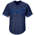 Maglia retrò autentica da baseball, blu navy, blu navy-cipria, a coste, personalizzata Maglia retrò autentica da baseball, blu navy, blu navy-cipria, a coste, personalizzata