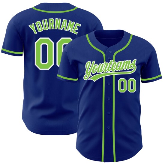 Maglia da baseball personalizzata Neon Autentica Verde Royal-Bianco Maglia da baseball personalizzata Neon Autentica Verde Royal-Bianco