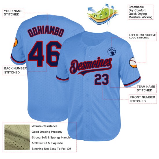 Maglia da baseball blu navy e rossa, maglia retrò leggera personalizzata e autentica Maglia da baseball blu navy e rossa, maglia retrò leggera personalizzata e autentica