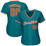 Maglia da baseball arancione-bianca personalizzata, autentica, color verde acqua Maglia da baseball arancione-bianca personalizzata, autentica, color verde acqua