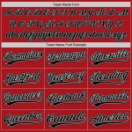 Maglia da baseball personalizzata a righe nere e bianche autentiche nere e rosse Maglia da baseball personalizzata a righe nere e bianche autentiche nere e rosse