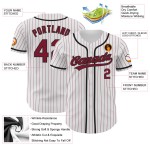 Maglia da baseball personalizzata Crimson-Nero Crimson White Pinstripe Autentica Maglia da baseball personalizzata Crimson-Nero Crimson White Pinstripe Autentica