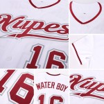 Maglia da baseball bianca personalizzata autentica cremisi-grigio Maglia da baseball bianca personalizzata autentica cremisi-grigio